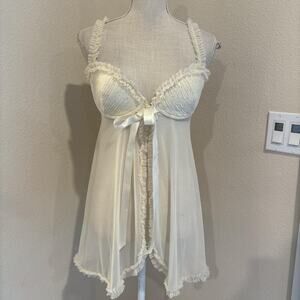 Victoria’s Secret Sexy little things white mesh baby doll slip. Size 36C